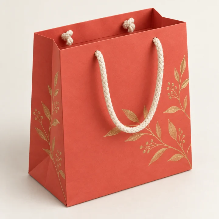 Cotton rope handles paper bag illustration