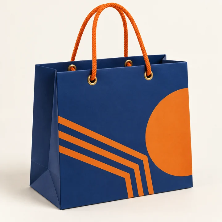 Rope + eyelet paper bag illustration