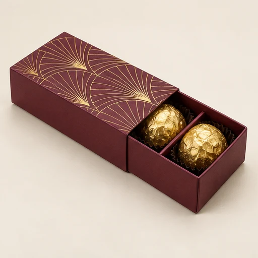 Paperboard sleeve and tray: An inner paperboard tray slides out of a separate outer sleeve. This is a folding-carton construction, not a wrapped rigid drawer box.