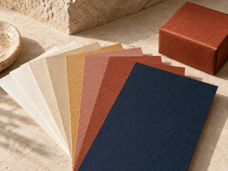 Fanned paper swatches showing varied textured wrapping papers