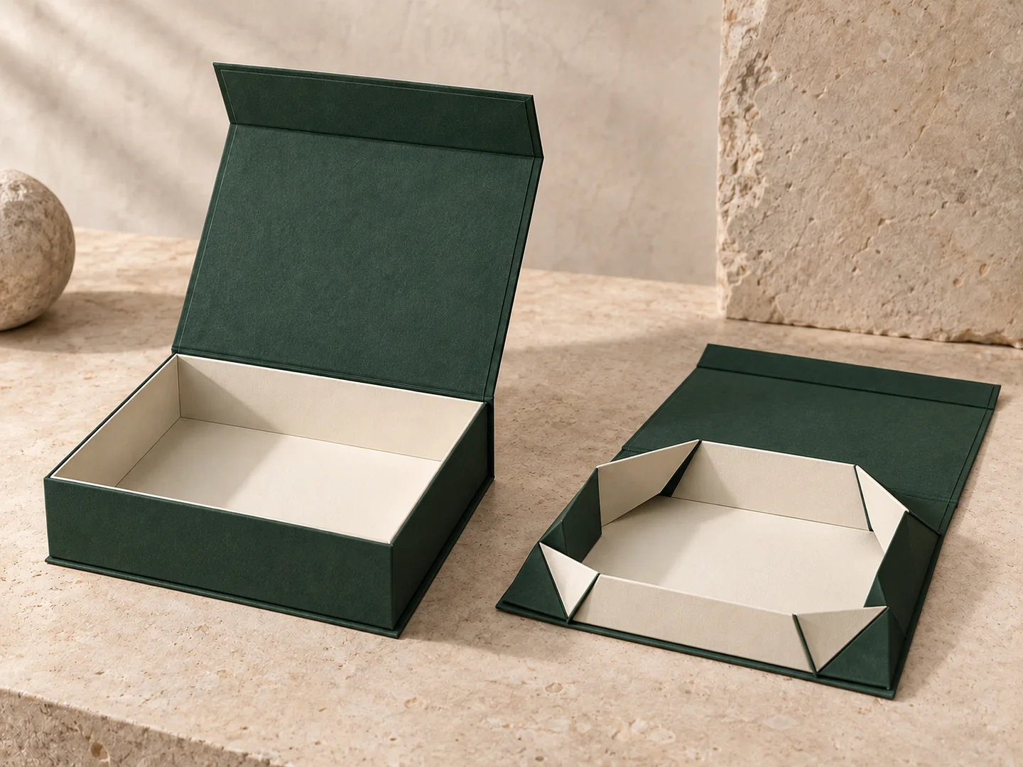 Fold-flat rigid custom packaging