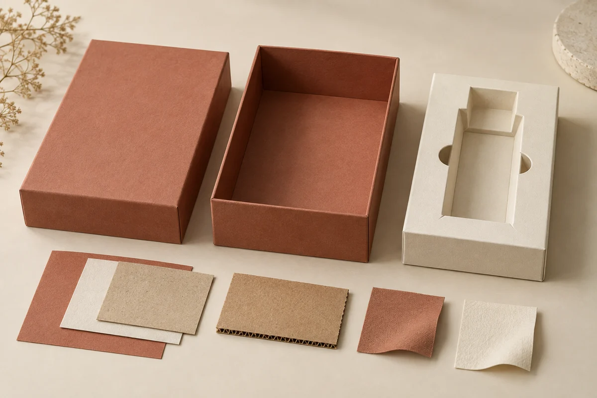 AI concept of a terracotta box with separate lid and ivory cavity insert