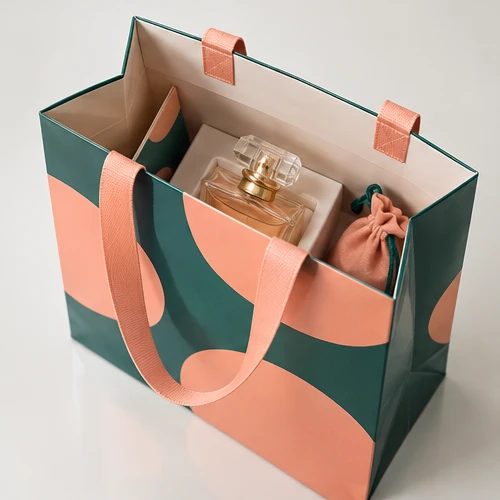 Perfume bottle — Ribbon-handle paper bag
