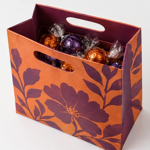 Custom wrapped chocolates packaging — Die-cut handle paper bag — Packed products