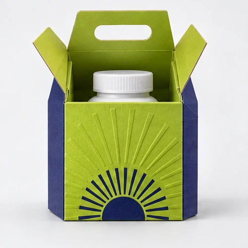 Custom sealed supplement bottle packaging — Gable-top carton — Packed presentation