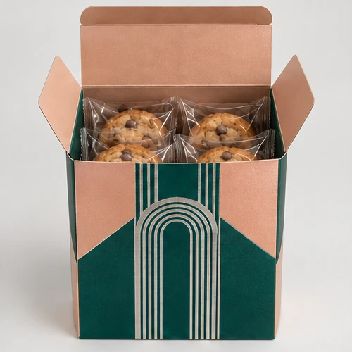 Custom wrapped cookies packaging — Crash-lock bottom carton — Packed presentation