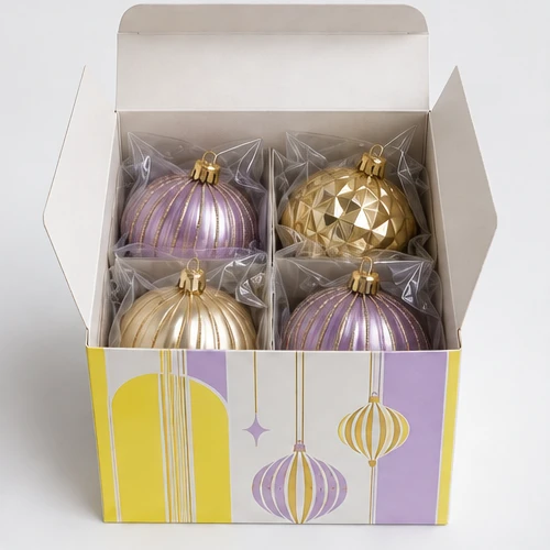 Custom Christmas ornaments packaging — Crash-lock bottom carton — Packed presentation