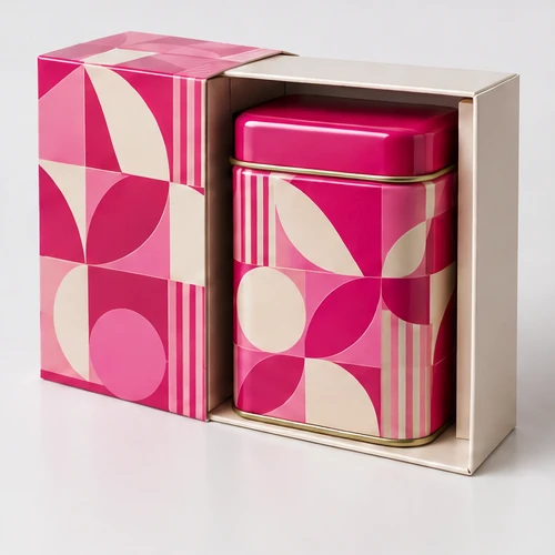 Custom tea tin packaging — Paperboard sleeve and tray — Packed presentation
