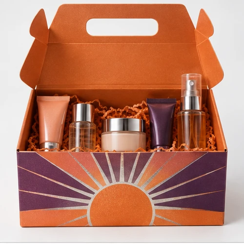 Custom beauty discovery set packaging — Gable-top carton — Packed presentation