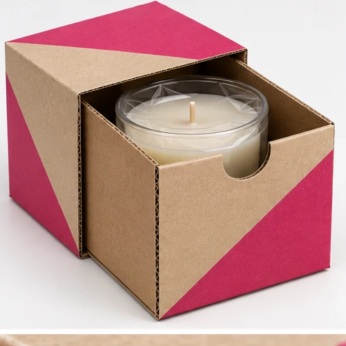 Custom candle jar packaging — Corrugated sleeve and tray — Packed presentation