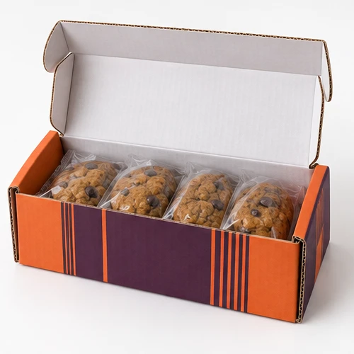 Custom wrapped cookies packaging — Roll-end mailer — Packed presentation