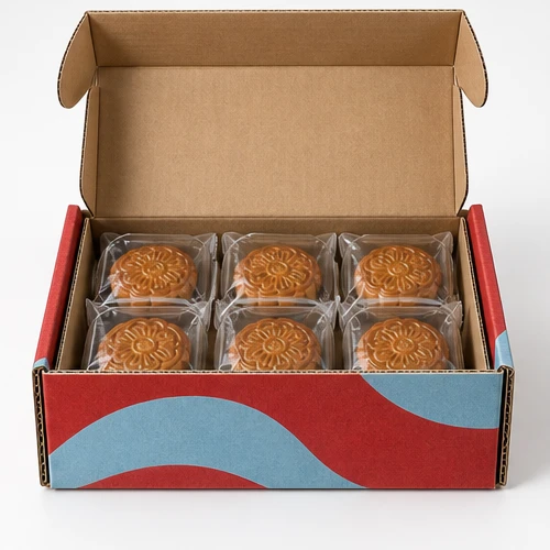 Custom wrapped mooncakes packaging — Roll-end mailer — Packed presentation