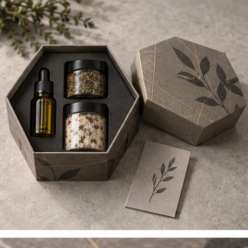 Herbal wellness collection — Hexagonal lift-off box