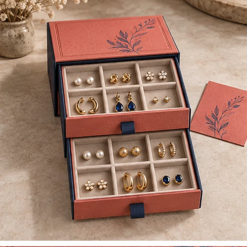 Earring collection library — Two-drawer box