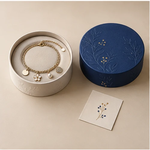 Charm bracelet round gift — Round lift-off box