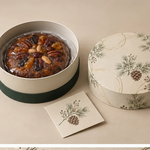 Round seasonal cake gift — Round lift-off box