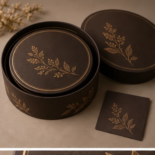 Round biscuit tin gift — Round lift-off box