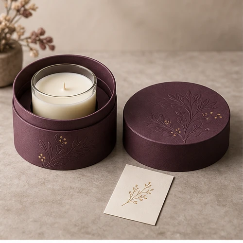 Celebration candle gift — Round lift-off box