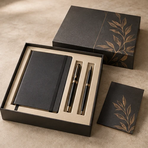 Pen and journal gift — Lift-off lid