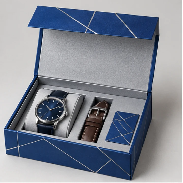 Watch and strap set — Collapsible magnetic rigid box