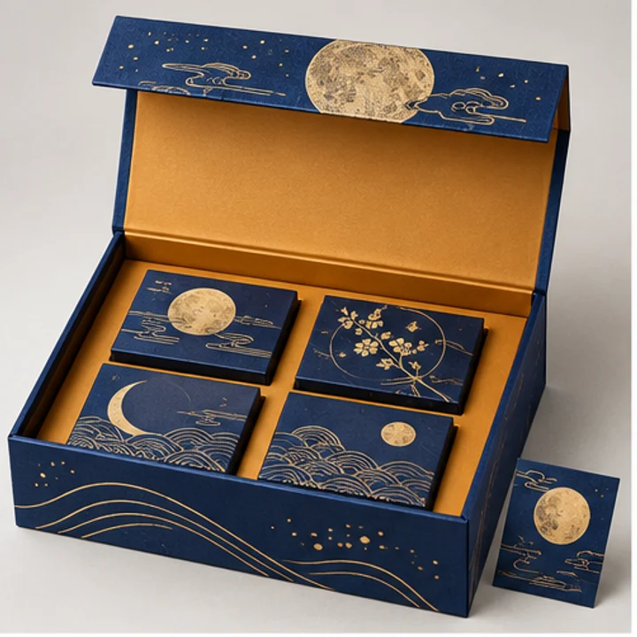 Mooncake quartet — Collapsible magnetic rigid box