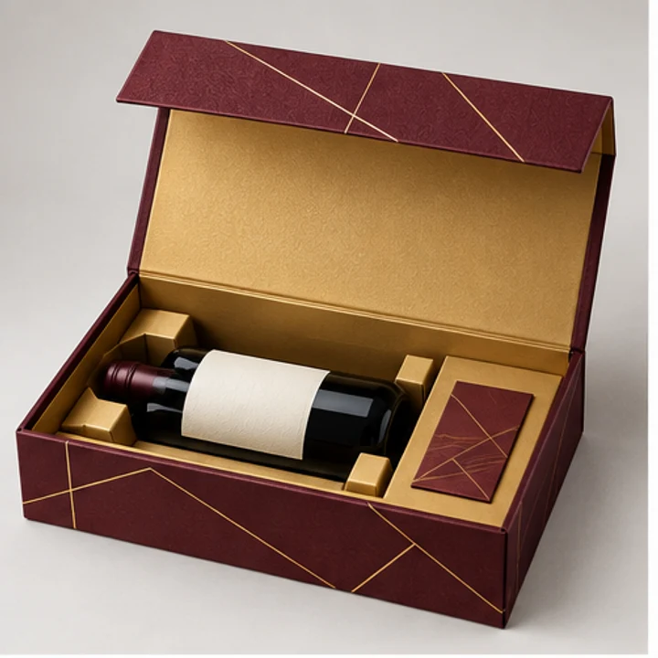 Wine gift presentation — Collapsible magnetic rigid box