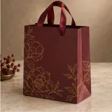 Custom burgundy ribbon-handle gift bag packaging — Ribbon-handle bag — Side gusset