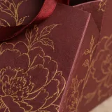 Custom burgundy ribbon-handle gift bag packaging — Ribbon-handle bag — Paper & finish