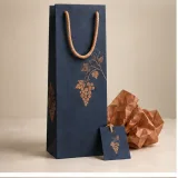 Custom single wine cotton-handle paper bag packaging — Cotton-handle bottle bag — Complete set