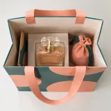 Custom perfume bottle packaging — Ribbon-handle paper bag — Interior & handles