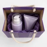 Custom skincare duo packaging — Cord-handle paper bag — Interior & handles