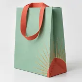 Custom sealed supplement bottle packaging — Ribbon-handle paper bag — Side gusset