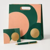 Custom stationery set packaging — Die-cut handle paper bag — Complete set