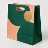 Custom stationery set packaging — Die-cut handle paper bag — Side gusset
