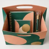 Custom stationery set packaging — Die-cut handle paper bag — Interior & handles
