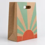 Custom socks gift packaging — Die-cut handle paper bag — Side gusset