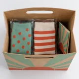 Custom socks gift packaging — Die-cut handle paper bag — Interior & handles