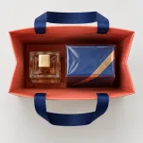 Custom miniature fragrance packaging — Ribbon-handle paper bag — Interior & handles