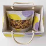 Custom sealed granola pouch packaging — Cord-handle paper bag — Interior & handles