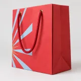 Custom beauty discovery set packaging — Cord-handle paper bag — Side gusset