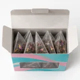 Custom tea sachets packaging — Window tuck carton — Product & insert