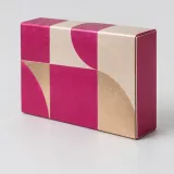 Custom jewelry pouch packaging — Paperboard sleeve and tray — Side / rear