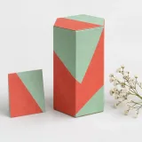 Custom lipstick trio packaging — Hexagonal tuck carton — Closed set