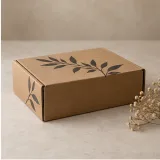 Custom kraft product mailer with thank-you card packaging — Roll-end mailer — Side / rear