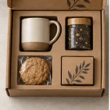 Custom kraft product mailer with thank-you card packaging — Roll-end mailer — Product & insert