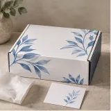 Custom three-compartment skincare mailer packaging — Divided roll-end mailer — Closed set