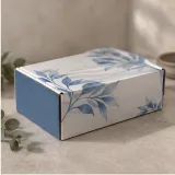 Custom three-compartment skincare mailer packaging — Divided roll-end mailer — Side / rear