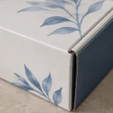 Custom three-compartment skincare mailer packaging — Divided roll-end mailer — Material & finish