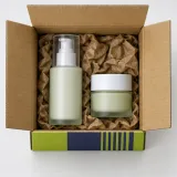 Custom skincare duo packaging — Four-flap shipping carton — Product & insert