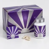Custom sealed supplement bottle packaging — Four-flap shipping carton — Closed set